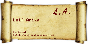 Leif Arika névjegykártya